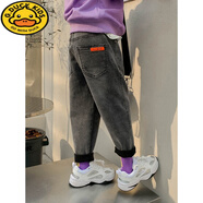 G.duck童裝兒童加絨秋冬款2024牛仔褲男孩新款寬松中大童休閑洋氣長(cháng)褲潮 灰色男童牛仔褲(一體加絨褲) 150 (參考年齡10-11歲)(參考年