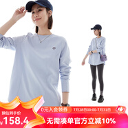 雲(yún)上生活【艾麗棉T】索羅娜解構(gòu)設(shè)計(jì)感中長(zhǎng)款長(zhǎng)袖女T恤2025秋T0262 冰河藍(lán) L 中長(zhǎng)款（建議115-130斤左右）