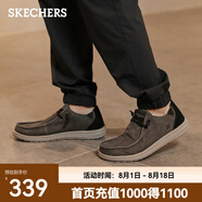 斯凱奇（Skechers）男鞋夏季商務休閑鞋季百搭時尚帆布鞋舒適復古一腳蹬66387 黑色/BLK 41