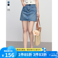 熙世界sllsky100%棉白色牛仔半身裙2025夏季新款小個(gè)子a字包臀短裙子 洗水牛仔藍 M