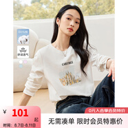 梵希蔓休閑百搭長袖重磅T恤女2024年秋新款風(fēng)景印花白色寬松上衣 M8607 白色 XL