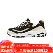 斯凱奇（Skechers）秋冬女復古撞色熊貓鞋厚底老爹鞋休閑運動(dòng)鞋跑步鞋 黑色/金色/BKGD 36