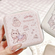 黑色蝴蝶結小貓首飾收納盒大容量防氧化便攜項鏈戒指耳釘小物件 奶油貓貓狗狗狗【小號】 9.6*9.6*5cm -大號首飾盒【約16*11*5cm】