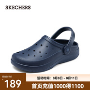 斯凱奇（Skechers）夏季男鞋洞洞鞋海邊沙灘涼鞋舒適透氣輕質(zhì)拖鞋踩屎感 海軍藍(lán)色/NVY 39.5