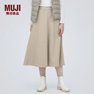 無(wú)印良品（MUJI）女式 彈力起毛 寬擺裙 休閑中長(zhǎng)款A(yù)字半身裙子女款秋季 BE1P4C3A 淺米色 XS (150/58A)