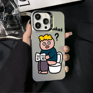 小莓介情侶搞笑男女孩適用蘋(píng)果16promax手機殼iphone17一加1314紅米k80至尊小米15榮耀400華為p70保護套 彩銀黑底-搞怪蹲馬桶男孩 榮耀Magic4
