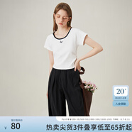 范思藍(lán)恩白色圓領(lǐng)蝴蝶刺繡短袖t恤女2024夏季新短款bm甜辣小上衣 白色 M