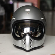 復(fù)古機(jī)車頭盔美式moto3山車越野騎士小盔體男女全盔 銀色BF裝飾帽+FR電鍍銀 XL