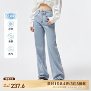 ONLY夏季涼感冰氧酷高腰顯瘦直筒褲牛仔褲女|124232025 J32 210洗水牛仔藍(lán) 2XL (180) 80A