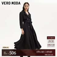 VEROMODA連衣裙24秋新款七分袖雙排扣A擺風(fēng)衣連衣裙32437C024 黑色 160/80A/S