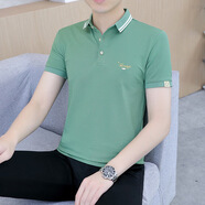 金盾（KIN DON）0、2025夏季新款珠地棉男士短袖T恤男裝休閑保羅衫男式T恤批發(fā) 綠色 XL