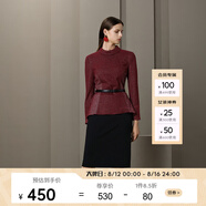 PORTS寶姿 秋冬新品女裝簡(jiǎn)約半高領(lǐng)針織上衣LA9N025GCF005 酒莊紫格子 XS (2)