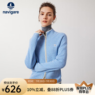 Navigare意大利小帆船羊毛衫女士秋冬季半高領(lǐng)彈力休閑毛衣通勤針織開衫女 邦迪藍/白 M