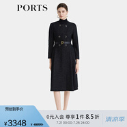 PORTS寶姿女裝秋冬新款氣質(zhì)雙排扣束腰連衣裙 黑色混色 M /6 