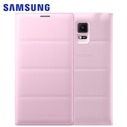 三星（SAMSUNG）適配note4手機殼n9100智能開(kāi)窗皮套9108v保護套n9109手機套炫彩插卡原裝手機殼男女情侶款官方原裝 note4 插卡版智能芯片【花漾粉】 三星其他型號