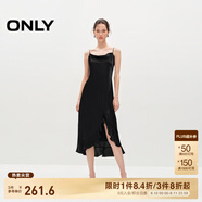 ONLY春夏時(shí)尚蕩領(lǐng)不對(duì)稱吊帶中長(zhǎng)款連衣裙女|124307009 H1Z 黑色 S 160/80A