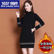 羅蒙（ROMON）高品質(zhì)羊毛衫民族風(fēng)毛衣女士中長(cháng)款2023新款秋冬季針織打底衫配大 黑色【加絨】 加厚 2XL 130-140斤