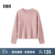 森馬（Semir）森柔毛衫|毛衣女絞花溫柔寬松2024冬圓領刺繡套頭衫109724107002