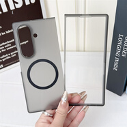 喜喬三星zfold7手機殼超薄磨砂膚感硬殼Galaxy新款Magsafe磁吸保護套高級感Samsung半透明防摔簡(jiǎn)約個(gè)性 【冰霧-黑色】Magsafe磁吸超薄磨砂膚感硬殼 三星zfold7