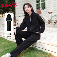 班尼路（Baleno）運動(dòng)休閑套裝女2025秋冬季新款氣質(zhì)減齡立領(lǐng)衛衣外套闊腿褲兩件套