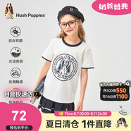 暇步士（Hush Puppies）童裝兒童25夏季圓領(lǐng)短袖T恤男女童款短袖 本白 120cm