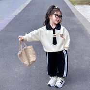 G·DUCK KIDS2025新款洋氣時(shí)髦衛(wèi)衣兒童寶寶春裝學(xué)院兩件套女寶寶春秋甜美套裝 小熊套裝 140