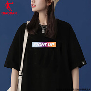 喬丹短袖T恤衫女2025夏季半袖女裝棉夏季短袖白色T恤女學(xué)生韓版寬 黑色 S