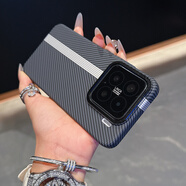至邁適用小米15Pro手機殼3D浮雕碳纖維紋新款15磁吸充電xiaomi14全包金屬按鍵高級感13pro硬外殼簡約男 磁吸款【高級黑】撞色碳纖維紋-金屬鏡頭框 小米15 Pro