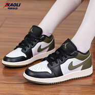 耐克（NIKE）【潮】Air Jordan aj1板鞋男女情侶新款低幫休閑運(yùn)動(dòng)籃球鞋休閑鞋 553560/553558-092黑白綠 女款GS 44
