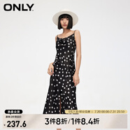 ONLY春季時(shí)尚優(yōu)雅側(cè)開(kāi)叉中長(zhǎng)款吊帶連衣裙女|124107041 H13 涂鴉波點(diǎn)黑白色 XL 175/92A