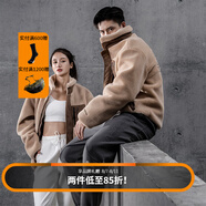 Monster Guardians休閑外套男 秋冬咖色燈芯絨拼接刺繡復(fù)古外套情侶同款?yuàn)A克外套 卡其色外套 M (體重參考120斤-150斤)