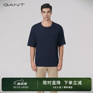 GANT甘特2024夏季新款男士休閑通勤純色短袖T恤衫|2013023 433藏藍色 M