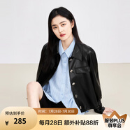 秋水伊人法式甜酷皮衣外套女新款a字寬松百搭小眾外套上衣潮 黑色 L