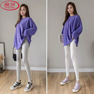 浪莎（LangSha）莫代爾九分打底褲女薄款百搭外穿修身顯瘦大碼運(yùn)動(dòng)瑜伽褲打底褲子 裝白色+淺灰色秋春薄款 九分 2條 M 80-100斤