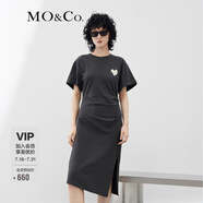 MO&Co.抗菌防螨愛心珠片解構(gòu)不對稱設(shè)計(jì)感顯瘦連衣裙摩安珂 鋼灰色-第2批 M 165