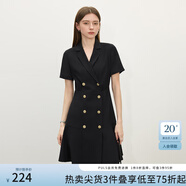 范思藍恩正式氣質(zhì)通勤連衣裙女夏季收腰顯瘦面試西裝裙 黑色 XL