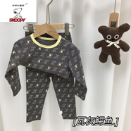 史努比秋季兒童家居服長(cháng)袖萊卡套裝寶寶小童睡衣ZS80 瓦灰鱷魚(yú) 90 -120/1手4套