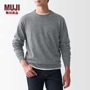 無印良品（MUJI）男式 美利奴羊毛 可水洗 圓領(lǐng)毛衣 AAA03A1A 長袖針織衫 灰色 XS