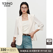 衣香麗影2025年秋季新款簡約大方翻領屬實網(wǎng)紗拼接設計西裝外套小西裝 米色 L