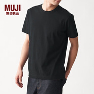 無印良品 MUJI 男式 印度棉天竺編織 圓領短袖T恤 ABA01A0S 黑色 XL