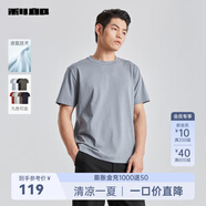 利郎液氨t恤男短袖純色冷萃T恤夏季新品棉質(zhì)情侶T恤打底衫免燙半袖 灰藍(lán)（G5XTX8724Y） L 170/88A