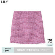 LILY【商場同款】春新款女裝復(fù)古氣質(zhì)優(yōu)雅通勤A字半身裙短裙 122粉紅 L