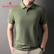 夢(mèng)特嬌（MONTAGUT）短袖t恤男士2025夏季薄款體恤桑蠶絲半袖上衣休閑商務(wù)Polo衫男裝 松綠 M 165