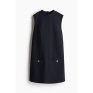 HM女裝千金風(fēng)連衣裙2025夏季新款圓領(lǐng)無(wú)袖通勤優(yōu)雅A字裙1265322 海軍藍 XS 155/80XS