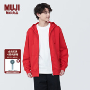 無(wú)印良品（MUJI）男式 毛圈棉 拉鏈連帽衫 男士男生寬松衛(wèi)衣潮流男裝 紅色 L (175/100A)