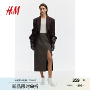 H&M女裝半身裙夏季圍裹式鉛筆裙梭織舒適中長(zhǎng)裙1253734 混深米色 155/60 32