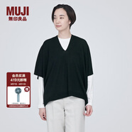 無印良品（MUJI）女式 羊毛 可水洗 高針距 斗篷毛衣 V領(lǐng)針織衫秋冬女款 BA1NAA3A 黑色 S（155/80A）