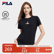 FILA斐樂官方女裝短袖T恤女夏季舒適經(jīng)典針織短袖小熊t上衣潮流時(shí)尚 正黑色-F11W329117F 3XL （185/100A/3XL）