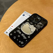 ZNMWins少女水鉆Kitty貓鏡子適用蘋(píng)果16promax手機(jī)殼iPhone15滴膠14新 黑色水鉆Kitty鏡子單殼 iPhone6plus