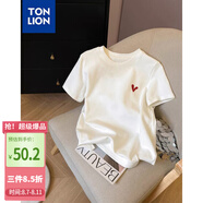 唐獅（TonLion）2025夏女左胸愛心短袖T恤